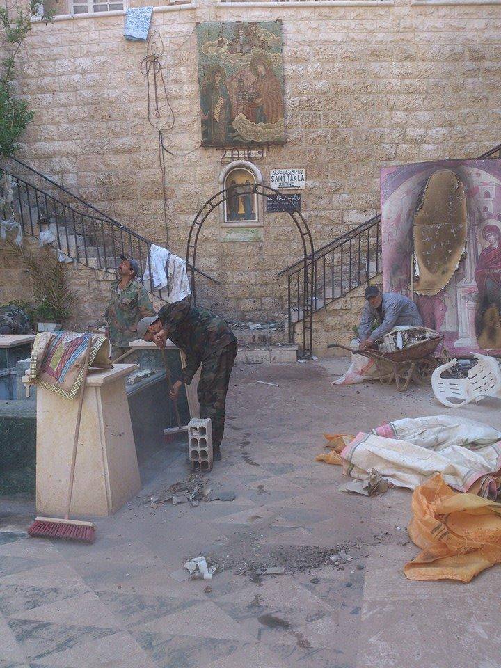 ελληνορθόδοξη μονή Αγ Θέκλας διακρίνεται καμμένη εικόνα Ευαγγελισμού