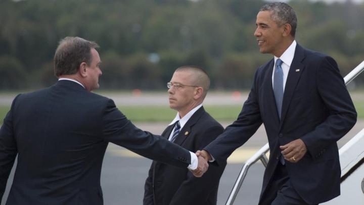 O Obama κατά τη σημερινή του άφιξη στο Τάλιν